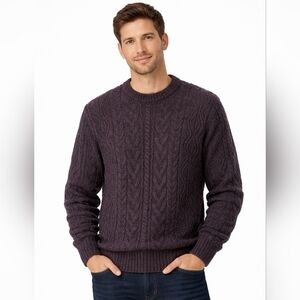 Vintage Eddie Bauer Made Hong Kong 3d Cable Knit Fisherman Heavy Sweater Large